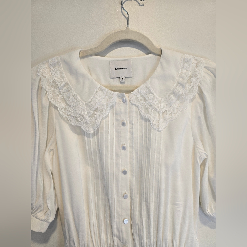 Reformation White Long Sleeve Lace Dress Size 4, Nwot. Suoer Cute! - Picture 12 of 16